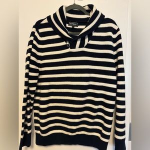 Shawl sailor sweater - navy and white